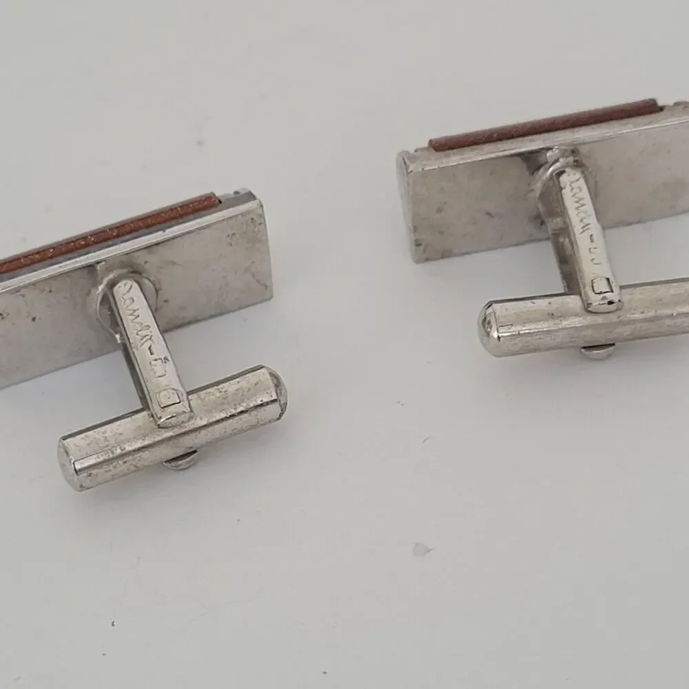 Dandy Lo Vintage Goldstone Cufflinks Silver Tone Rectangle‎ Retro 50-60s Sparkle